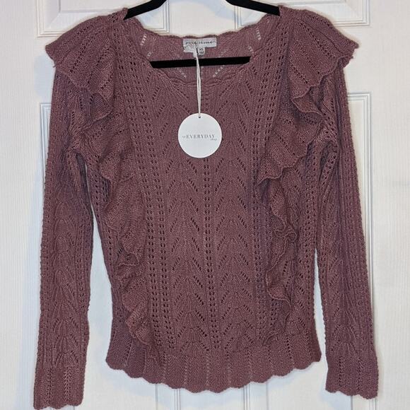 Pink Thread RP Everyday Shop Ruffle Pointelle Sweater XS - Picture 5 of 13